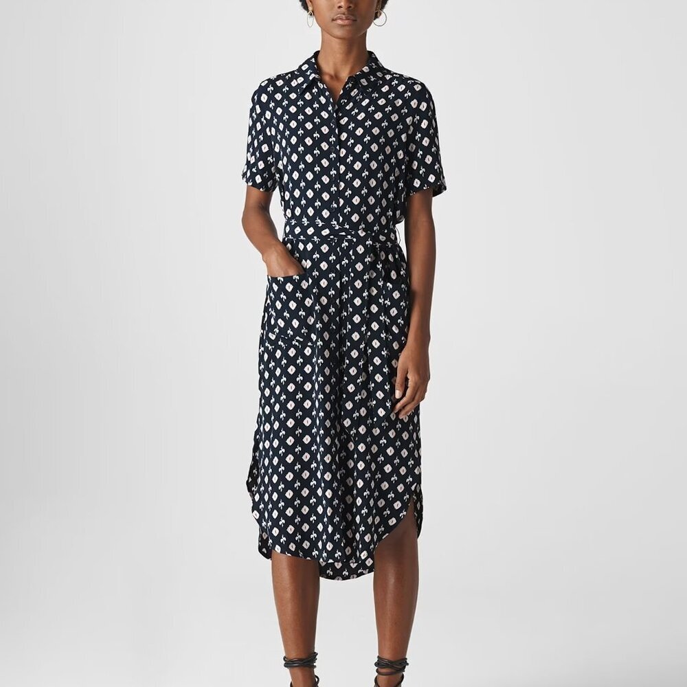 Whistles Multicolour Ikat Montana Midi Dress Sz 8